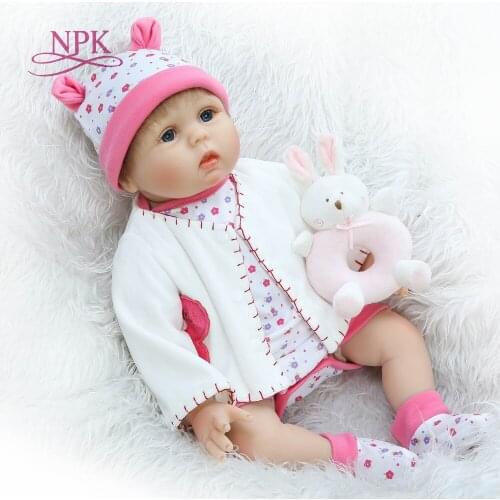 NPK 22'' Silicone Vinyl Reborn Baby Girl Realistic Alive Newborn Babies Doll White Skin Ethnic bebe Toddler For kids Xmas Gifts