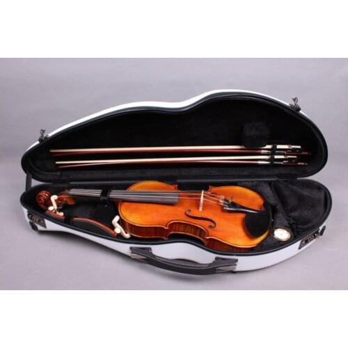 Yinfente Fiberglass Violin 4/4 OBLONG Hard Case SILVER - NEW w/ straps & blanket