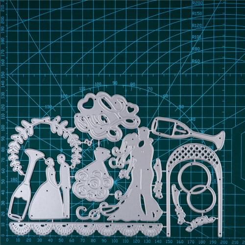 YaMinSanNiO Wedding Bride And Groom Die Cuts Scrapbooking Metal Cutting Dies New Love Words Die Cuts For Card Making Invitation