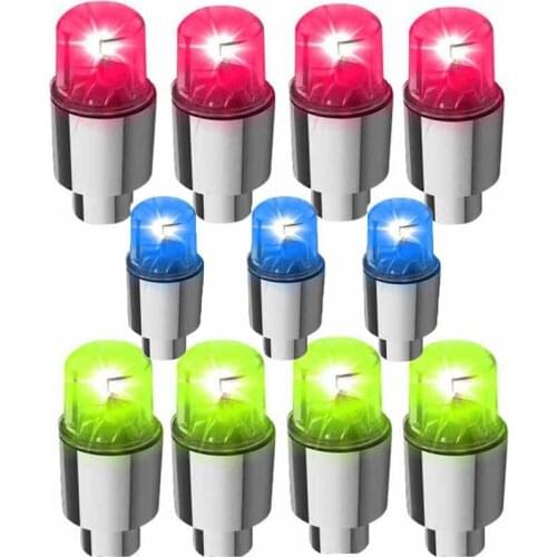 LED Wheel Lights Bike Wheel Tire Tyre Valve Cap Light Safety Waterproof Motion Activated Spoke Flash Lights