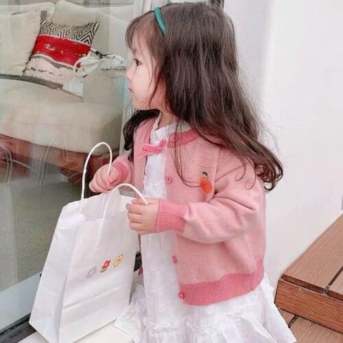 Girls' Sweater Cardigan 2021 Autumn New Baby Fashion Color Matching Knitted Cardigan Cute Sweater Jacket for Girls Kids Sweaters
