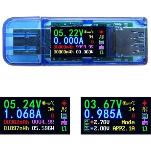 RUIDENG AT34 USB3.0 IPS HD Color Screen USB Tester Voltage Current Capacity Energy Power Equivalent Impedance Temperature Tester