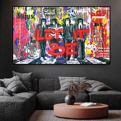 Street Graffiti Art Animal Monkey Canvas Painting Wall Art Posters Prints Wall Pictures for Living Room Home Wall Cuadros Decor