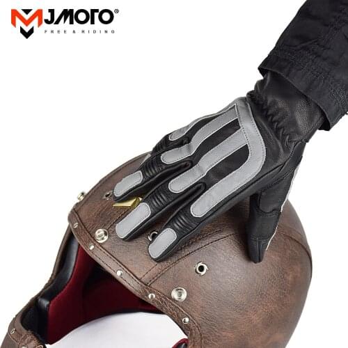 Vintage Leather Motorcycle Racing Glove Men Guantes Moto Luvas Full Finger Motocross MTB Biker Gloves Touchscreen Knight Glove M