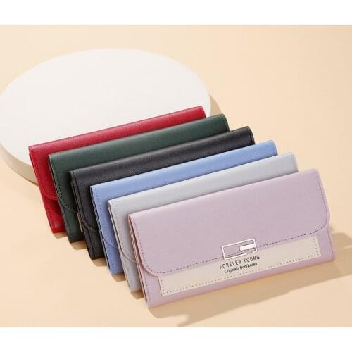 Women Passport Cute Leather Wallets Pocket Purse Card Holder Patchwork Wallet Female Long Coin Burse Money Bag