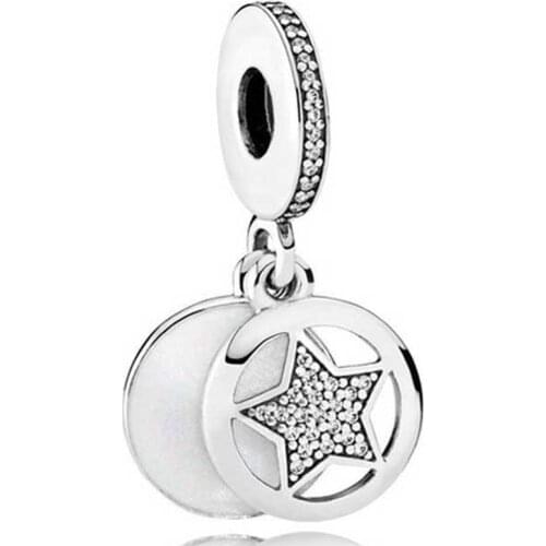 100% 925 Sterling Silver Charm White Enamel Star Pendant Fit Pandora Women Bracelet & Necklace Diy Jewelry