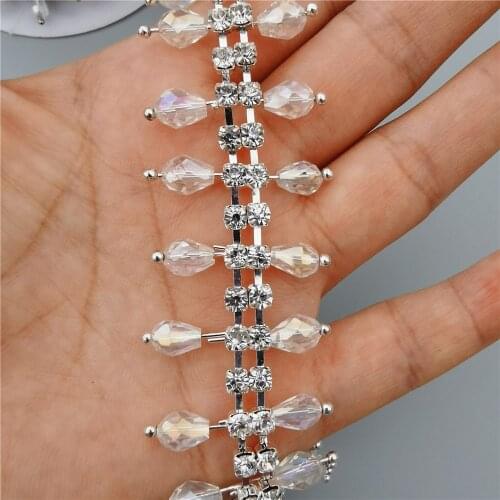 Rhinestone Crystal Chain Bling Diamante Lace Diamond Belt Trim Ribbon Necklace Applique Gem Sparkle Wedding Dress 2.8cm Width