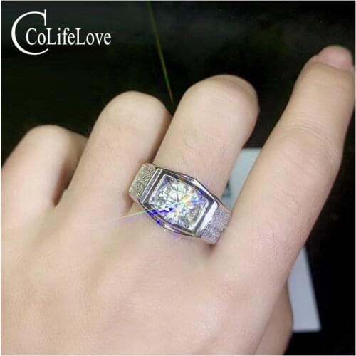 CoLife jewelry fashion silver moissanite ring 1ct 2ct VVS1 grade moissanite silver ring 925 silver moissanite jewelry