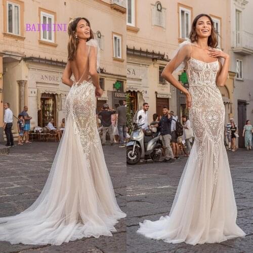 Robe de mariee New arrival Sexy Simlple Wedding Dresses 2020 Mermaid Embroidery Appliques Wedding Gowns vestidos de noiva
