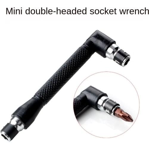 1pcs 1/4 Mini Double Head Socket Wrench 7-type L-shaped Wrench Wind Driver Driver Driver Extension Rod 6.35mm