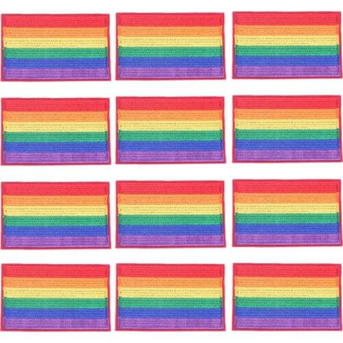 10PCS Rainbow Iron On Patches For Clothing Lgbt Flag Gay Pride Embroidered Patch Stripes Stickers On Clothes DIY Appliques Decor