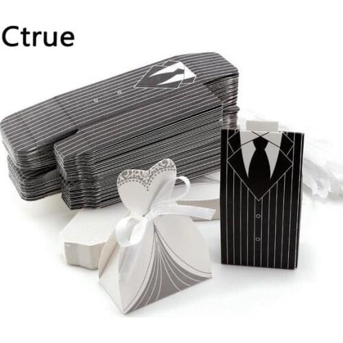 100pcs (50pairs) Bride and Groom Wedding Candy Box Casamento Wedding Favors Gifts Mariage Favours Bridal Shower Souvenirs