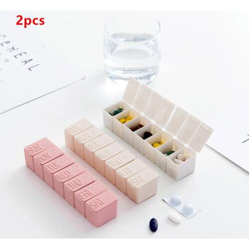 2Pcs/Set Travel Pill Box Holder Weekly Medicine Storage Organizer Container Drug Tablet Dispenser Independent Lattice Pill Case