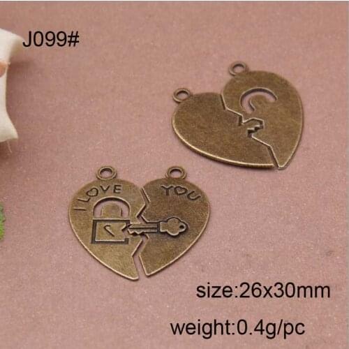 25pcs 26x30mm Vintage Lock And Key Heart Charms With Word I Love You Fit For Pendant Jewelry Findings