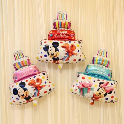 44x30cm Hot Mickey Minnie Cake Balloon Happy Birthday Party Decorations Baby Shower