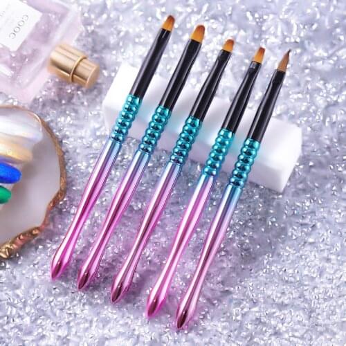 6Pcs/Set Professional Manicure UV Gel Brush Pen Metal Handel Acrylic Liner Nail Art Painting Drawing Brush Phototherapy Tools
