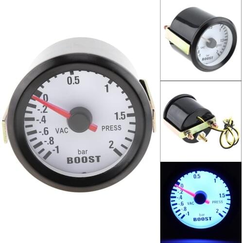 6031BL Boost Gauges 2" 52mm 12V DC Blue LED -1-2 Bar Turbo Boost Gauge Meter with Sensor for Car / Boat / Truck / ATV
