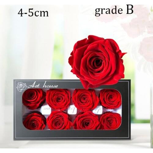 8PCs/BOX 4-5cm Preserved rose box Immortal Rose Flower DIY Material Wholesale Dried Flower Eternal flower Gift Wholesale Level B