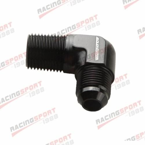 AN8 8AN AN-8 To 1/2" NPT 90 Degree Male Aluminum Fitting Adapter Black
