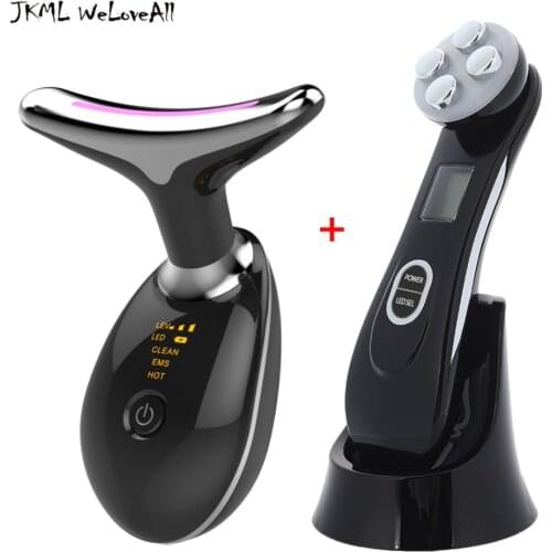 Facial Mesotherapy Electroporation RF Radio Frequency LED Photon Lifting Tighten Wrinkle Removal Skin Care Face Neck Massager