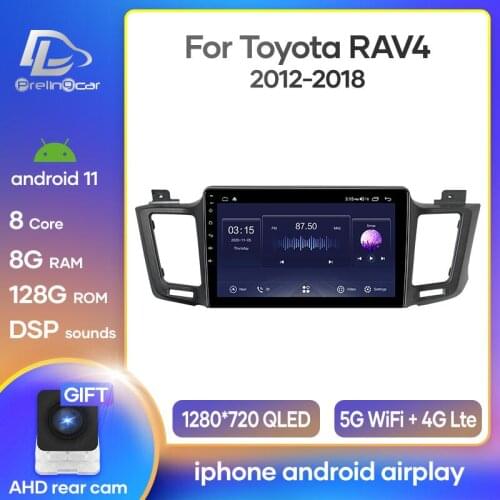 Prelingcar Car Radio Android 10 Stereo Receiver For Toyota Rav4 2012-2018 Video Player Multimedia Navigation GPS No 2 Din Dvd