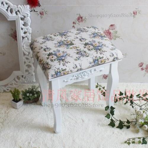 White Rustic Style Dressing Stool Korean Style Dressing Chair Makeup Stool Dressing Table Stool