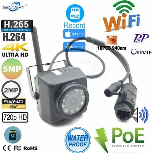 CAMHI 4K 8MP Outdoor IP66 Audio TF Card Wireless POE Mini IP WIFI Camera 1080P 5MP H.264 H.265 Night Vision Webcam Security