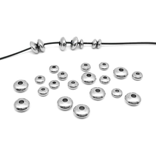 50pcs/lot Stainless Steel Flat Bicone Spacer Beads Hypoallergenic Rondelle Spacer Charm Bead for DIY Bracelet Jewelry Crafts