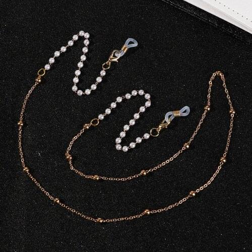 Fashion Vintage Women Eyewear Chain Pearl Beads Glasses Chains Silicone Eyeglasses Cord Sunglasses Necklace Glasses Accessories