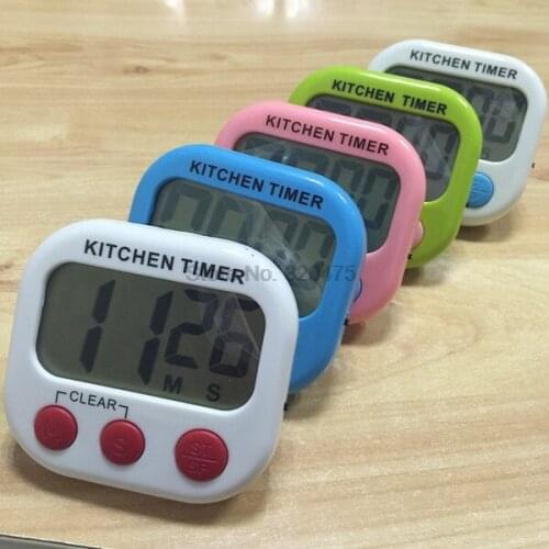DHL 50pcs LCD Digital Kitchen Countdown Timer Alarm with Stand White Kitchen Timer Practical Cooking Timer Alarm Clock