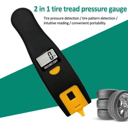 2 in 1 Digital Tire Pressure Gauge LCD Display Tire Tread Gauge Monitor 100 PSI Backlight Tire Tyre Air Pressure Gauge Meter