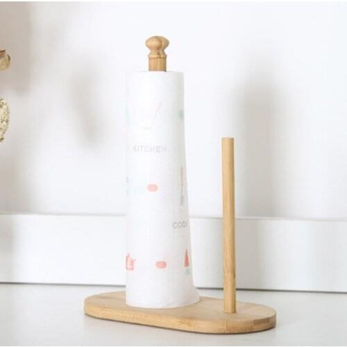 Nordic Style Wooden Paper Towel Holder Kitchen Paper Towel Dispenser with Weighted Base for Cabinet Table Quick Install