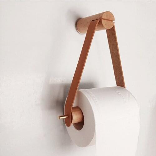 Beech Wood Roll Paper Napkin Holder Bathroom Bedroom Rolled Toilet Paper Tissue Rack Wall Mount Punch Hand Towel Dispenser