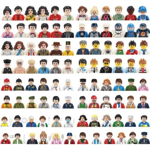 Kids Toys Family Figures Set Building Blocks City Worker Fireman Doctor Dolls Bricks Educational Toys For Children Birthday Gift