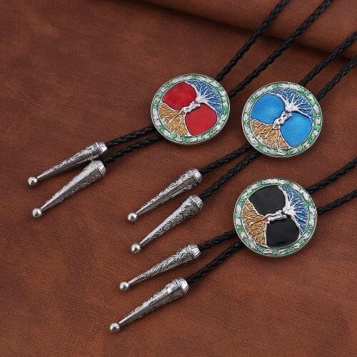 European and American new style bolo tie, tree of wisdom bow tie, fashionable mens leather cord necklace