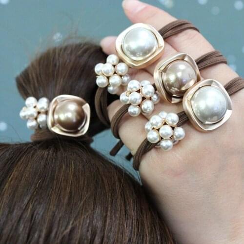 New style headwear, pearl rubber band, hair tie, European and American hair ties, knotted hair rope, hair ties