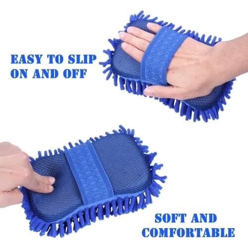 Car Washing Sponge Glove Microfiber Chenille Sponge Washer Towel Duster Motorcycle Truck Cleaning Cloth Tool Home Dust Cleaing