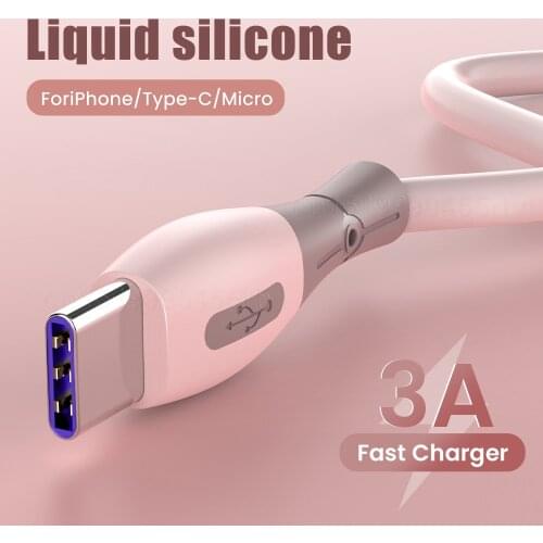 3A USB Type C Cable Liquid silica USB C Cable For Xiaomi Redmi Note 10 Fast Charging Charger Cable USB-C Type-C Data Cord Wires