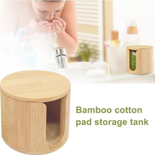 Storage Box For Makeup Remover Cotton Pads Round Storage Box Container Cosmetic Makeup Cotton Pad Organizer Wood Container
