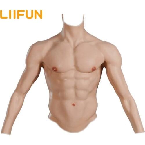 Cosplay Silicone Muscle Suit With Arms For Male Realistic Fake Belly Muscle Macho Men Chest Crossdressing Suit Zero Two Cosplay