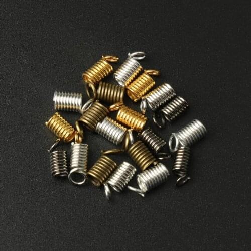 50pcs/lot Metal Spring Crimp Clasps Leather Ends Fastener End Caps Connectors For Jewelry Making Supplies DIY Bracelet Necklace