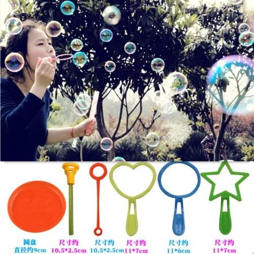 1 Set Bubble Blower Dish Round Bubble Tool Soap Bubble Maker Bubble Sticks Star Round Heart Shape Outdoor Bubble Toys for Kids
