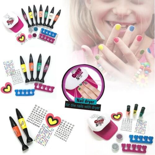 Nail Polish Set Water-soluble Nail Polish Tearable Pretend Play Toys Nail Dryer Nail Salon Colorful Girl Pretend Makeup Toys