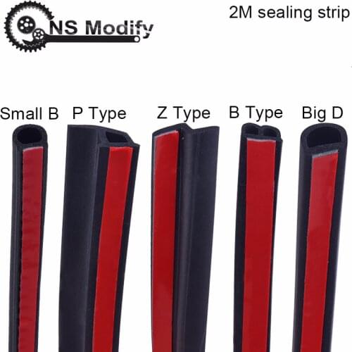 NS Modify 2M Shape B P Z Big D Car Door Seal Strips Sticker Noise Insulation Weatherstrip Sealing Edge Windshield Rubber Seal