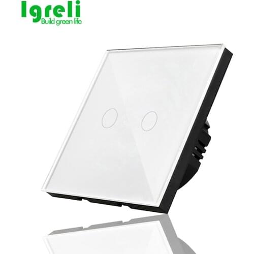 EU Wall Switch Touch Switch Sensor Switch,White Crystal Glass touch switch,Single fire+LED Indicator