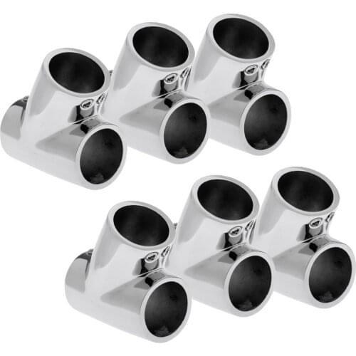 6x 316 Stainless Steel Bow & Boat Hand Rail 60 Degree Tee Fitting 7/8 Marine Hardware Boat Accessory