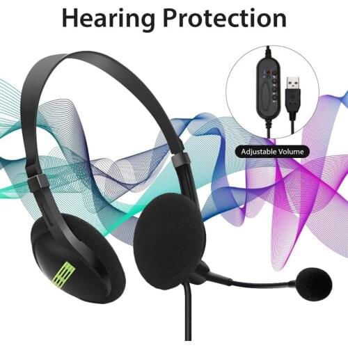 New USB Headset with Microphone for PC Business Headsets with Mic Noise Cancelling for Call Center Headphones