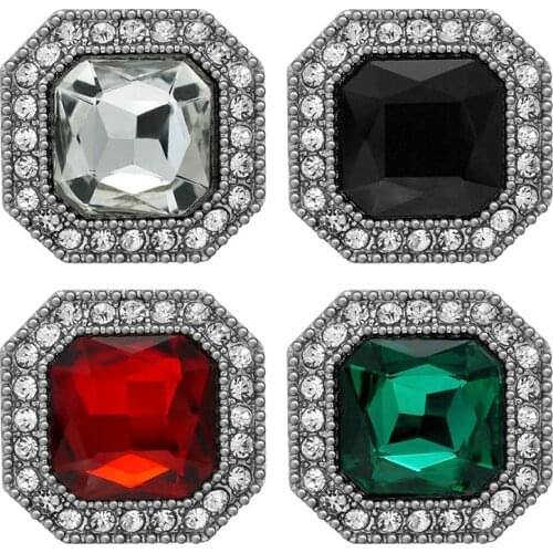 New Beauty Shinning Rhinestone Square Crystal 18mm snap buttons fit 18mm snap necklace jewelry wholesale KZ3405 Women Gift