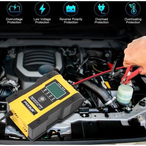 12V-24V 6A Full Automatic Smart Battery Charger 7-stage Car Battery Charger For Wet Dry Lead Acid Battery-chargers LCD Display