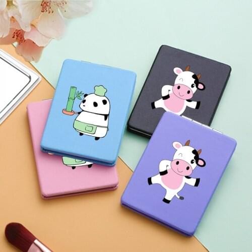 Cartoon Cute Panda Portable Folding Makeup Mirror with Double Side for Girls Magnifying Pocket Cosmetic Compact Vanity Mirrors